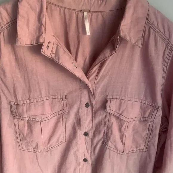 Free People Last Chance Chambray Button Down Shirt - Picture 7 of 7